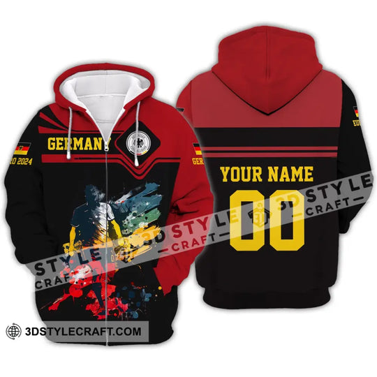 Unisex Shirt - Custom Name And Number Shirt, Euro 2024 Germany Team Black And Red style option 3