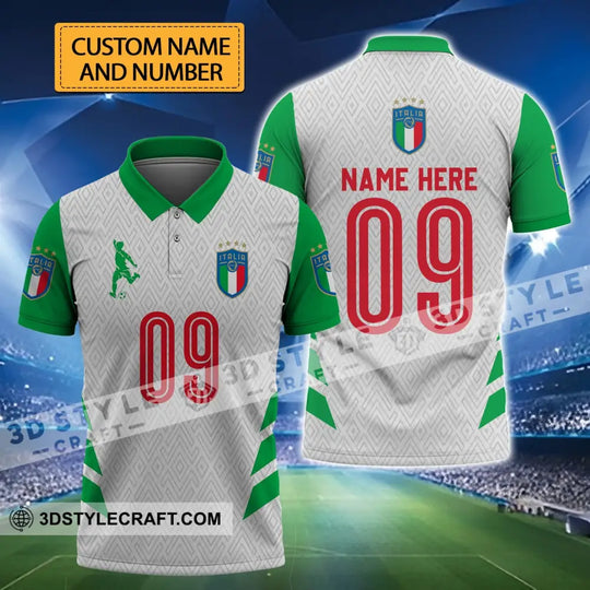 Unisex Shirt - Custom Name And Number Shirt, Euro 2024 Italia Team Green And White style option 1