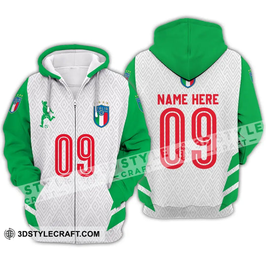 Unisex Shirt - Custom Name And Number Shirt, Euro 2024 Italia Team Green And White style option 3