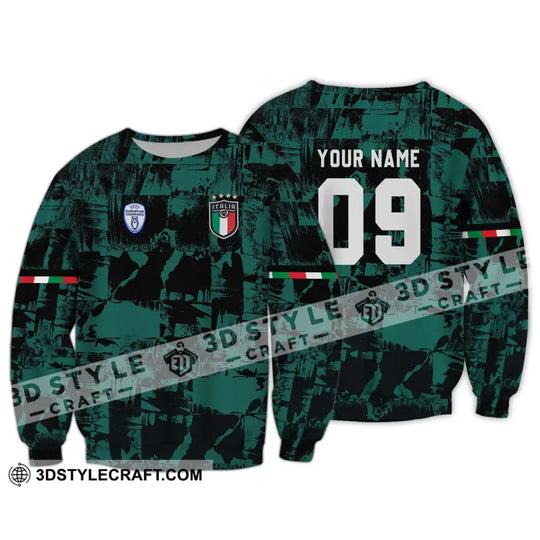 Unisex Shirt - Custom Name And Number Shirt, Euro 2024 Italy National Team Black And Green style option 4