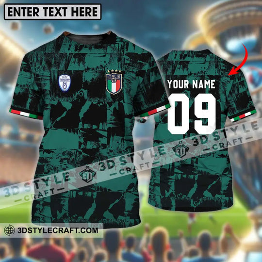 Unisex Shirt - Custom Name And Number Shirt, Euro 2024 Italy National Team Black And Green style option 1