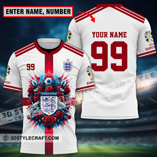 Unisex Shirt - Custom Name And Number Shirt, Euro 2024 National Team, England Team White Red style option 1