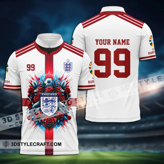 Unisex Shirt - Custom Name And Number Shirt, Euro 2024 National Team, England Team White Red style option 3