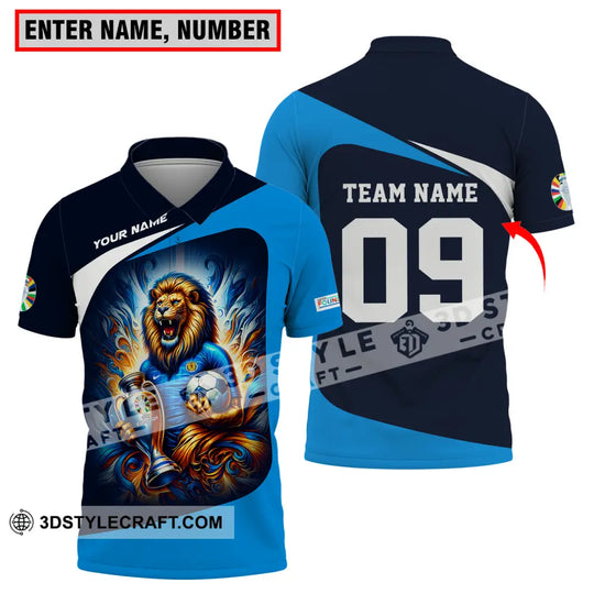 Unisex Shirt - Custom Name And Number Euro 2024 Shirt National Team, Lion Holding Cup And Ball Scotland style option 1
