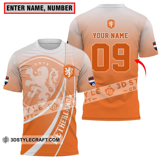 Unisex Shirt - Custom Name And Number Shirt, Euro 2024 National Team, Netherlands Orange Shirt style option 1