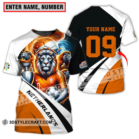 Unisex Shirt - Custom Name And Number Euro 2024 Shirt National Team, Orange Lion Netherlands style option 1