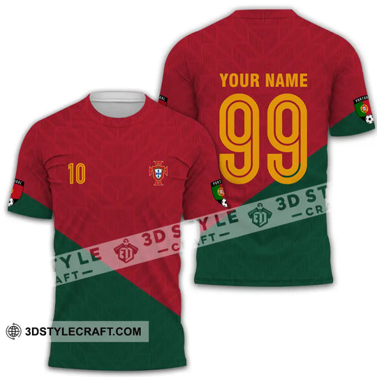 Unisex Shirt - Custom Name And Number Shirt, Euro 2024 Red And Green Shirt Portugal National Team style option 2