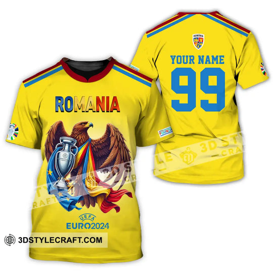 Unisex Shirt - Custom Name And Number Shirt, Euro 2024 Romania Gold Cup style option 2