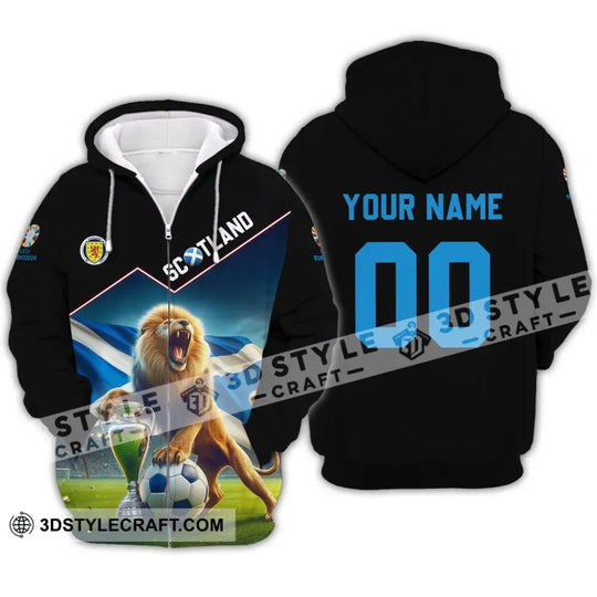 Unisex Shirt - Custom Name And Number, Euro 2024 Scotland Team Lover Lion Shirt style option 3