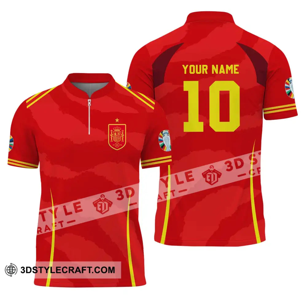 Unisex Shirt - Custom Name And Number European Champions 2024 Red Zipper Polo / S T-Shirt