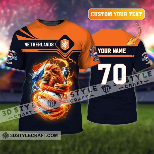 Unisex Shirt, Custom Name and Number Football T-Shirt, Euro 2024 Shirt, Netherlands Football Polo Long Sleeve Shirt style option 1