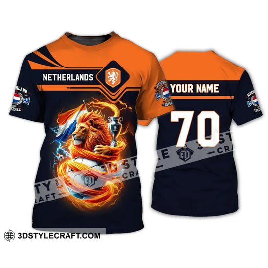 Unisex Shirt, Custom Name and Number Football T-Shirt, Euro 2024 Shirt, Netherlands Football Polo Long Sleeve Shirt style option 3