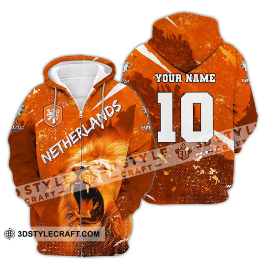 Unisex Shirt, Custom Name and Number Football T-Shirt, Euro 2024 Shirt, Netherlands Football Polo Long Sleeve style option 4