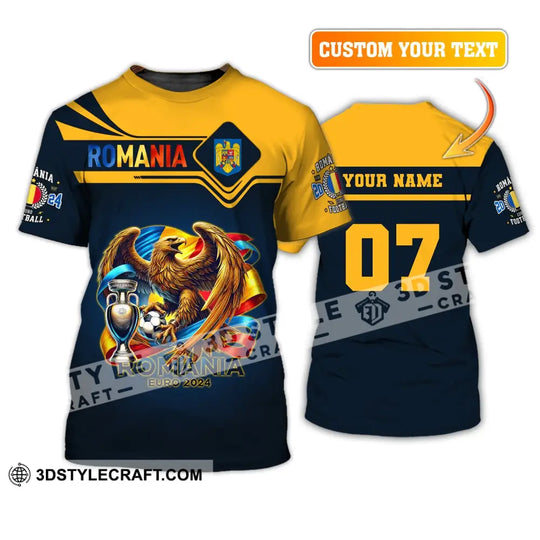 Unisex Shirt, Custom Name and Number Football T-Shirt, Euro 2024 Shirt, Romania Football Polo Long Sleeve Shirt style option 2