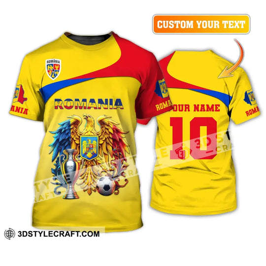 Unisex Shirt, Custom Name and Number Football T-Shirt, Euro 2024 Shirt, Romania Football Polo Long Sleeve Shirt style option 1