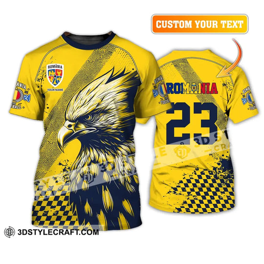 Unisex Shirt, Custom Name and Number Football T-Shirt, Euro 2024 Shirt, Romania Football Polo Long Sleeve Shirt style option 2