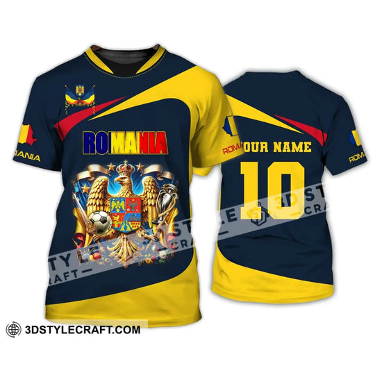 Unisex Shirt, Custom Name and Number Football T-Shirt, Euro 2024 Shirt, Romania Football Polo Long Sleeve Shirt style option 3