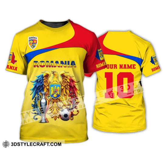 Unisex Shirt, Custom Name and Number Football T-Shirt, Euro 2024 Shirt, Romania Football Polo Long Sleeve Shirt style option 2