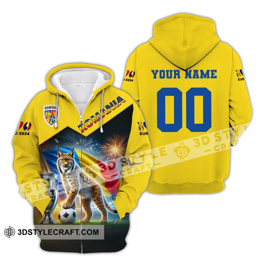 Unisex Shirt, Custom Name and Number Football T-Shirt, Euro 2024 Shirt, Romania Football Polo Long Sleeve Shirt style option 3