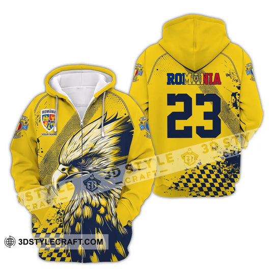Unisex Shirt, Custom Name and Number Football T-Shirt, Euro 2024 Shirt, Romania Football Polo Long Sleeve Shirt style option 4