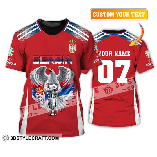 Unisex Shirt, Custom Name and Number Football T-Shirt, Euro 2024 Shirt, Serbia Football Polo Long Sleeve Shirt style option 2