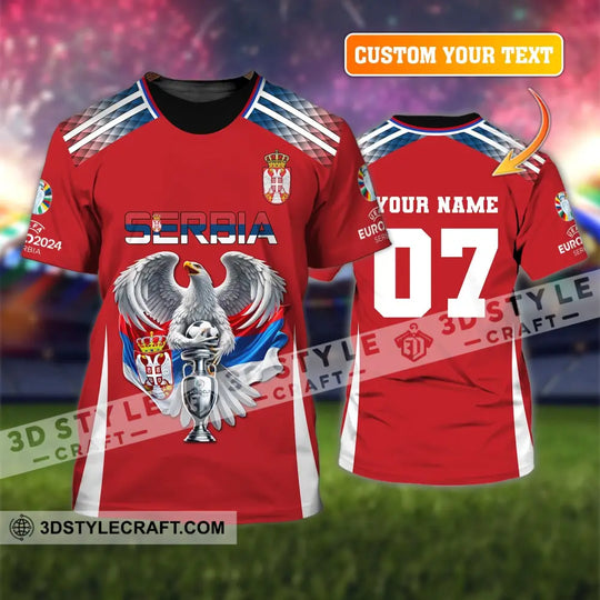 Unisex Shirt, Custom Name and Number Football T-Shirt, Euro 2024 Shirt, Serbia Football Polo Long Sleeve Shirt style option 1