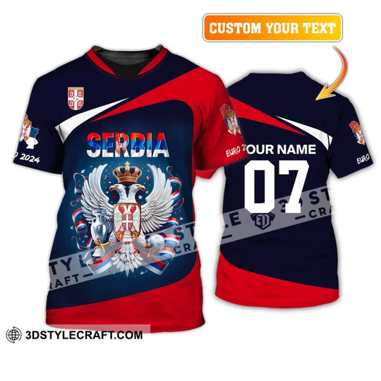 Unisex Shirt, Custom Name and Number Football T-Shirt, Euro 2024 Shirt, Serbia Football Polo Long Sleeve Shirt style option 2