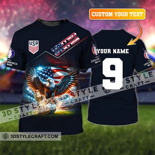 Unisex Shirt, Custom Name and Number Football T-Shirt, Euro 2024 Shirt, United States Football Polo Long Sleeve Shirt style option 1