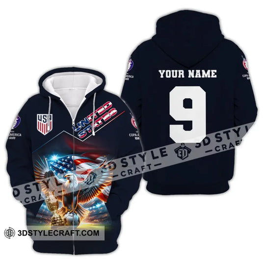 Unisex Shirt, Custom Name and Number Football T-Shirt, Euro 2024 Shirt, United States Football Polo Long Sleeve Shirt style option 4