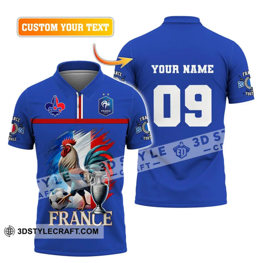 Unisex Shirt, Custom Name and Number France Euro 2024 Football Shirt, France UEFA Polo Long Sleeve Shirt style option 2
