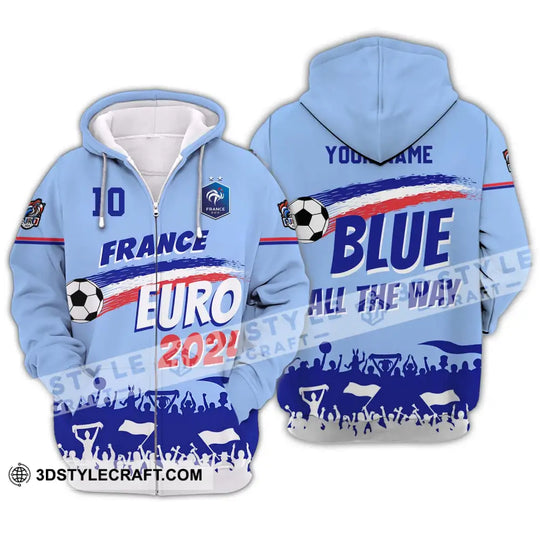 Unisex Shirt - Custom Name And Number Shirt, France Euro 2024 National Team Blue All The Way style option 2