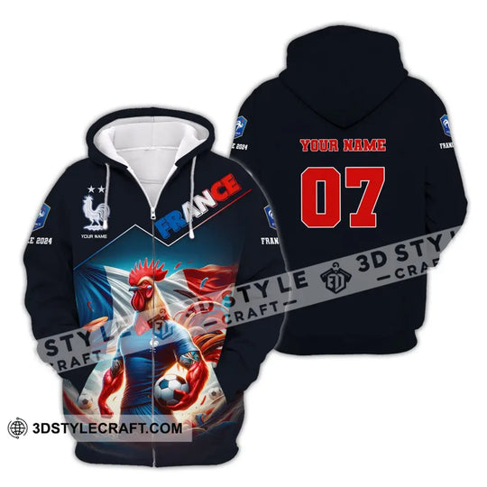 Unisex Shirt, Custom Name and Number France Football Euro 2024 Shirt, France Football Polo Long Sleeve style option 3