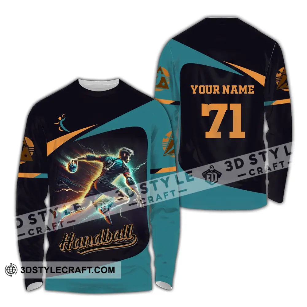 Unisex Shirt Custom Name And Number Handball Love T-Shirt Long Sleeve / S T-Shirt