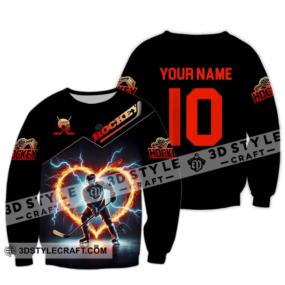 Unisex Shirt - Custom Name And Number Hockey Long Sleeve / S T-Shirt