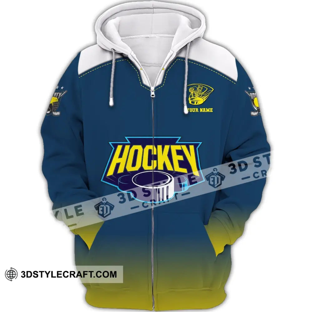 Unisex Shirt Custom Name And Number Hockey T-Shirt Polo Gift For Player Zipper Hoodie / S