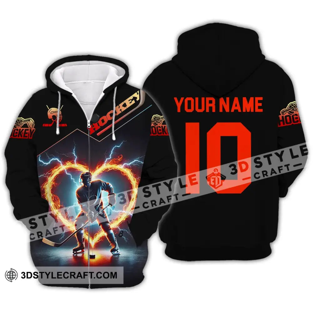 Unisex Shirt - Custom Name And Number Hockey Zipper Hoodie / S T-Shirt