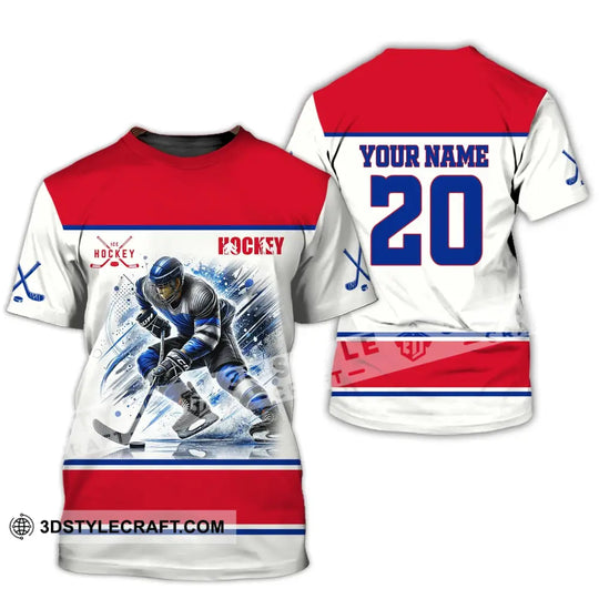 Unisex Shirt, Custom Name and Number Ice Hockey Shirt, T-Shirt for Ice Hockey Club, Gift for Ice Hockey Players style option 2