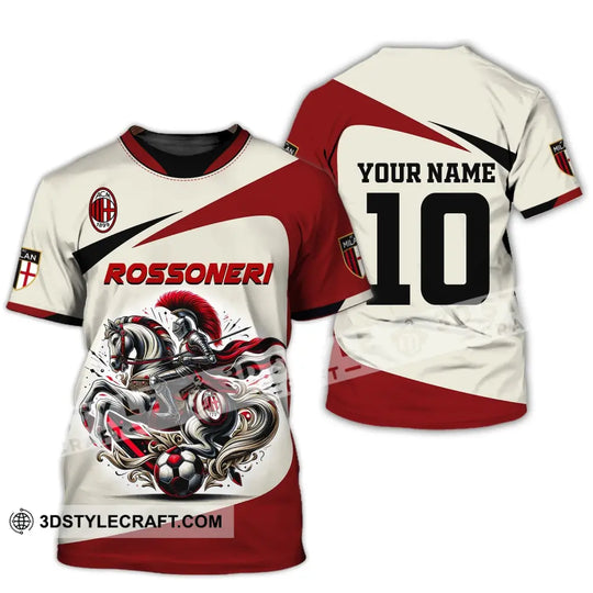 Unisex Shirt, Custom Name and Number Italy Football Shirt, AC Milan Polo Long Sleeve, Rossoneri Shirt style option 2