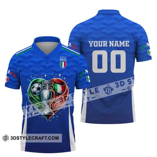 Unisex Shirt, Custom Name and Number Italy Football Shirt, Euro 2024 Shirt, Italy Football Polo Long Sleeve style option 4