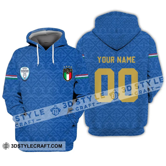 Unisex Shirt - Custom Name And Number Italy National Team Blue Color Shirt style option 2