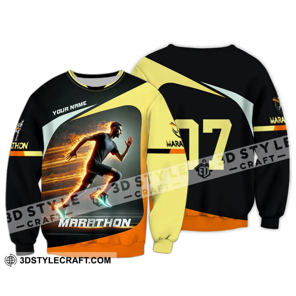 Unisex Shirt Custom Name And Number Marathon Lover Gift Long Sleeve / S T-Shirt
