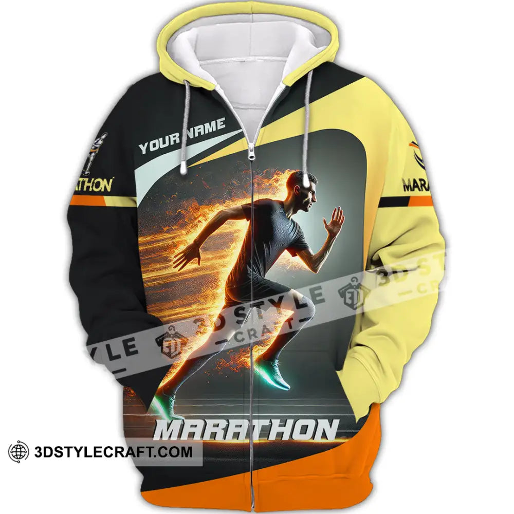 Unisex Shirt Custom Name And Number Marathon Lover Gift Zipper Hoodie / S T-Shirt