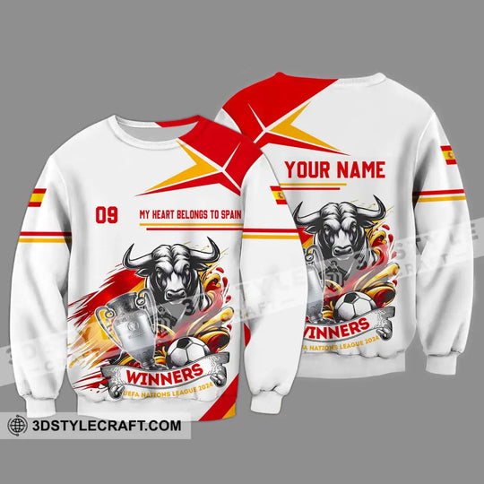 Unisex Shirt - Custom Name And Number Shirt, My Heart Belongs To Spain style option 4