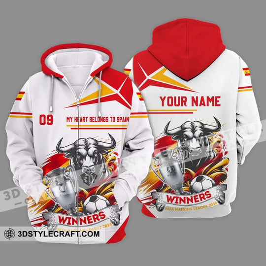 Unisex Shirt - Custom Name And Number Shirt, My Heart Belongs To Spain style option 2