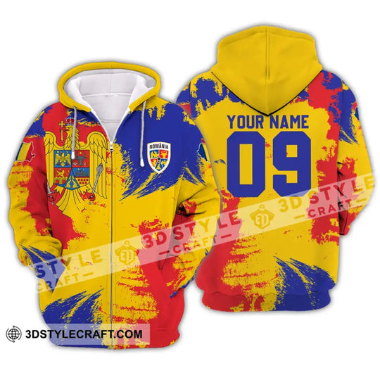 Unisex Shirt - Custom Name And Number National Team Shirt, Flag Color Romania style option 2