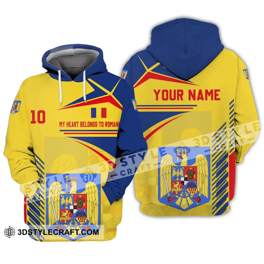 Unisex Shirt - Custom Name And Number National Team Shirt, My Heart Belongs To Romania style option 3