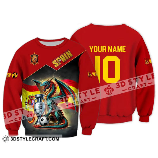 Unisex Shirt - Custom Name And Number National Team Shirt, Spain Heart Ball Fly Dragon style option 4
