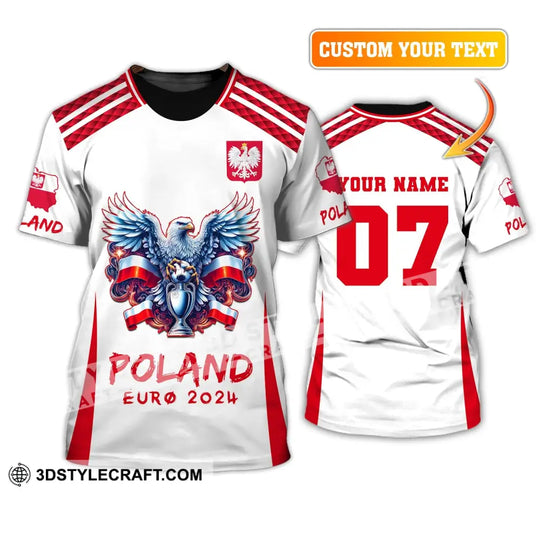 Unisex Shirt, Custom Name and Number Poland Football Shirt, Poland 2024 Shirt, Poland Football Polo Long Sleeve Shirt style option 2