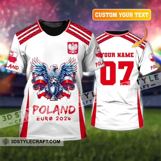 Unisex Shirt, Custom Name and Number Poland Football Shirt, Poland 2024 Shirt, Poland Football Polo Long Sleeve Shirt style option 1