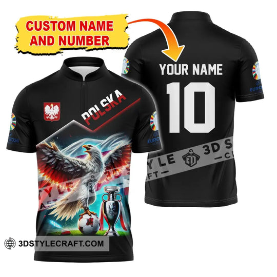 Unisex Shirt, Custom Name and Number Poland Football Polo Shirt, Euro 2024 Poland Football Hoodie Long Sleeve Shirt style option 2